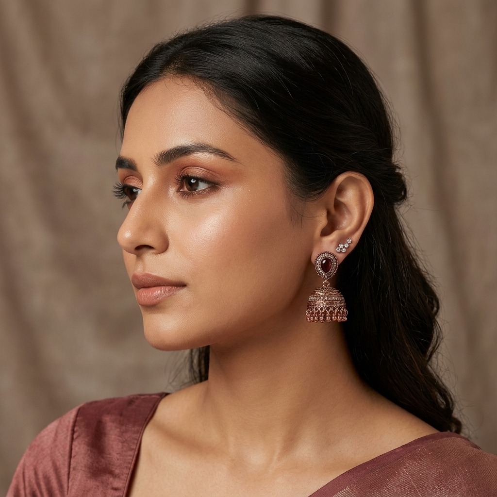 Antique Copper Traditional Jhumka Earrings