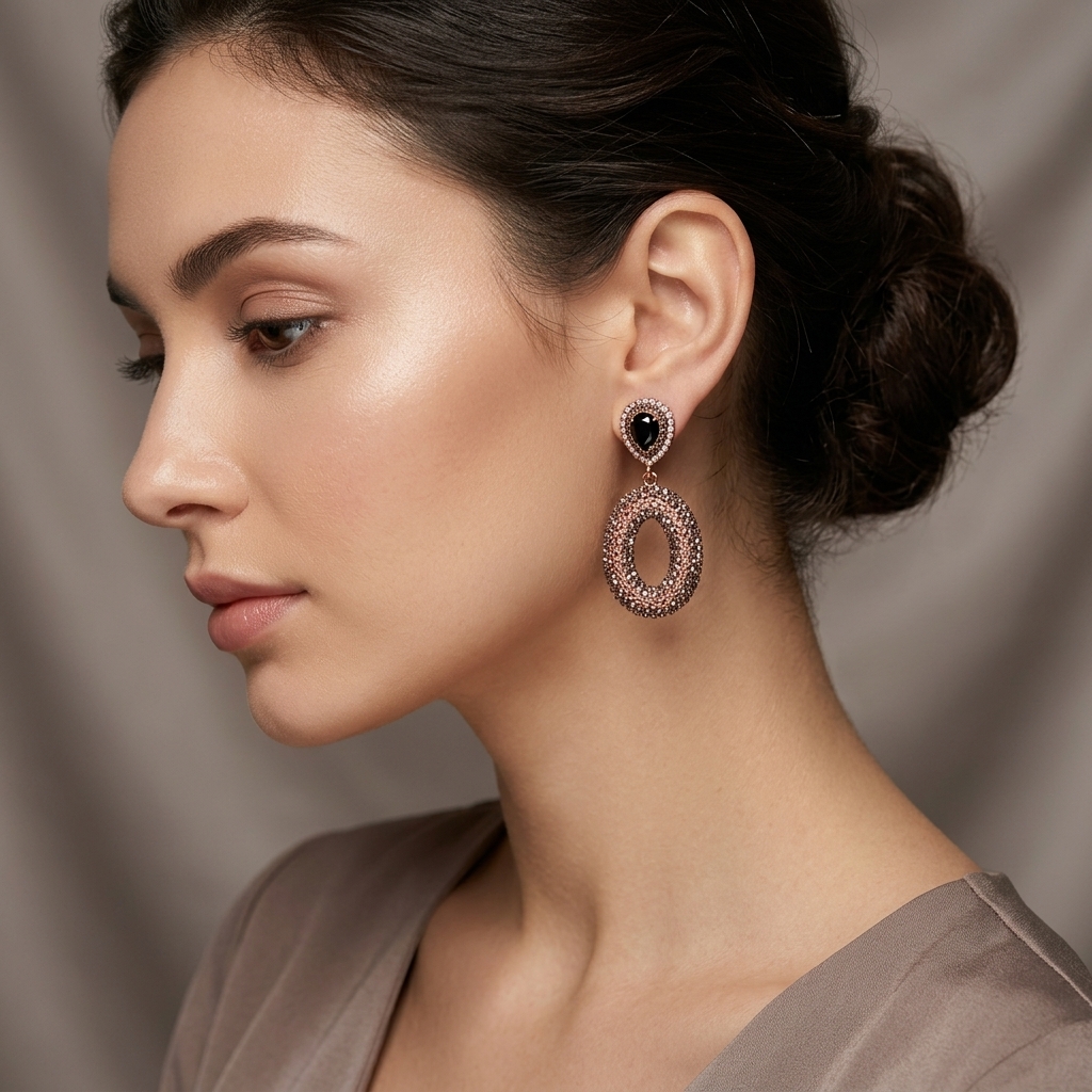 Vintage Oval Crystal Dangle Earrings