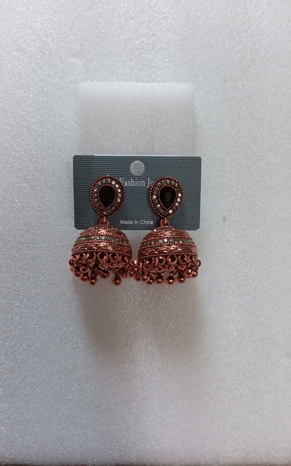 Oxidized Rose Gold Oval Chandelier Earrings