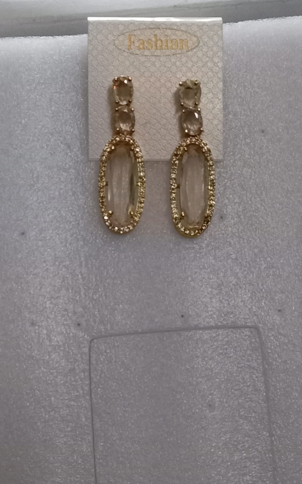 Champagne Solitaire Oval Drop Earrings