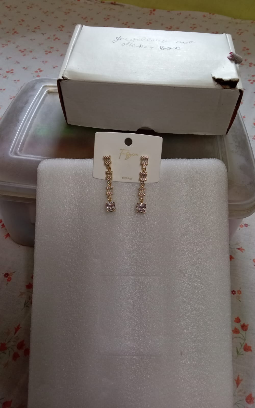 Delicate Linear Cubic Zirconia Drop Earrings