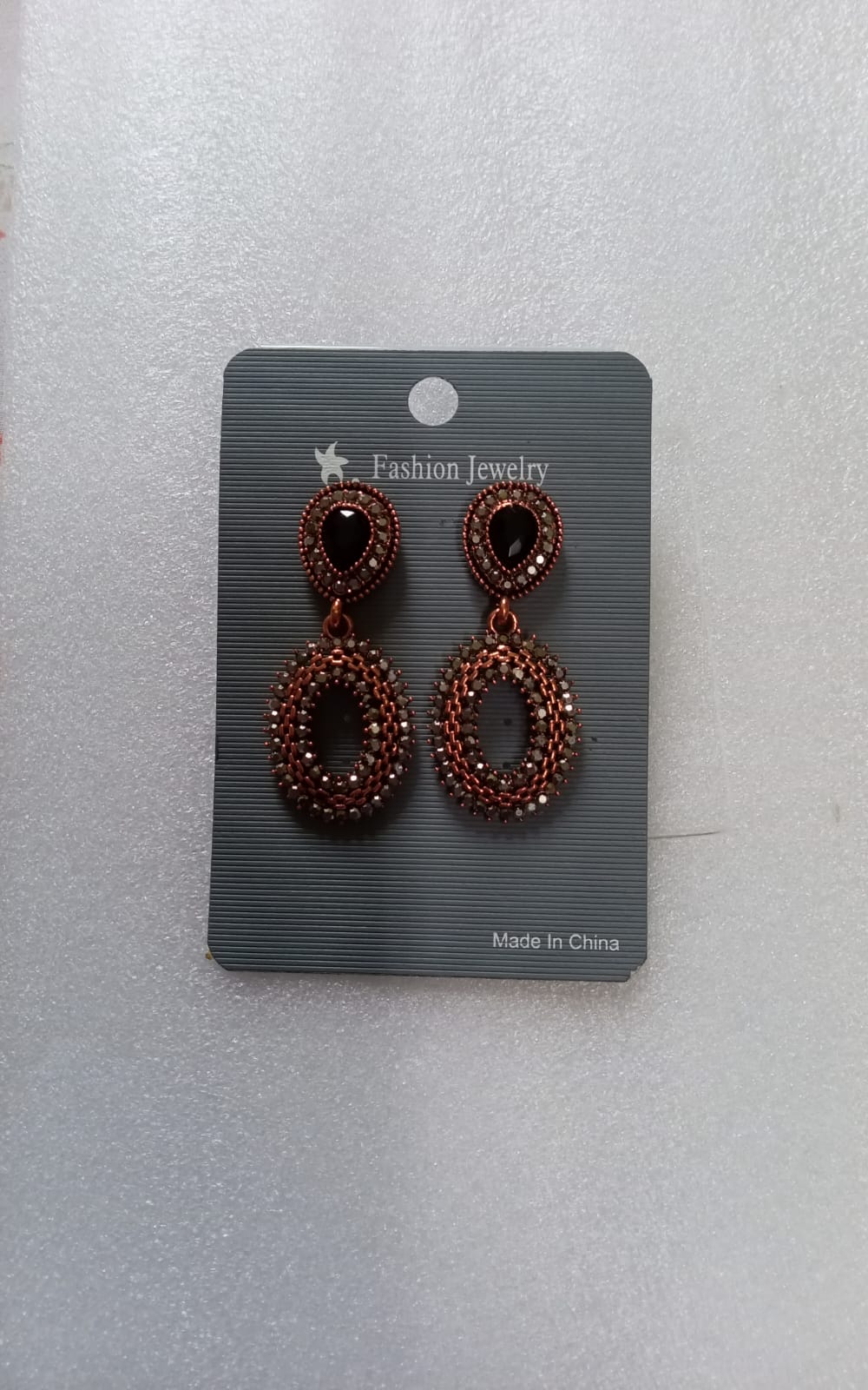 Oxidized Rose Gold Oval Chandelier Earrings